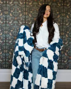 Hugs Check Blue Blanket
