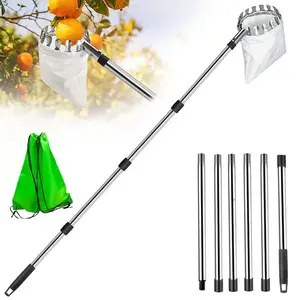 Fruit Picker, Stainless Steel Fruit Picker with Rods, Fruit Picking Tool, Garden Tool for Home Garden