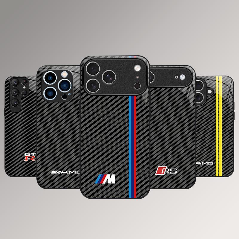 for iPhone 17/16/15/14/13/12/11 air/pro/promax/plus Carbon fiber texture mirror mobile phone case glass case 995