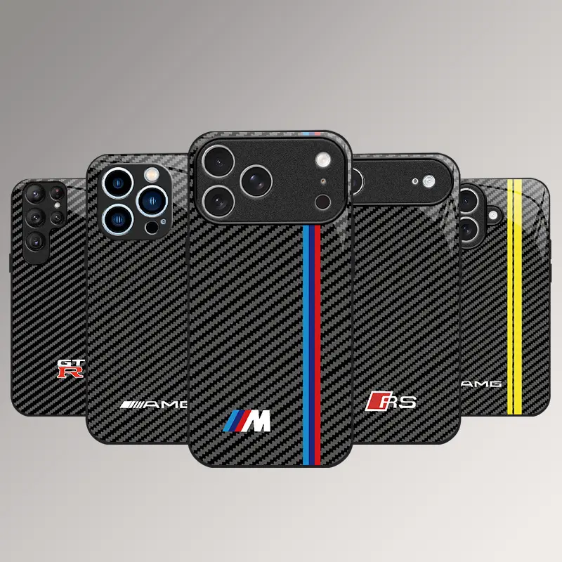 for iPhone 17/16/15/14/13/12/11 air/pro/promax/plus Carbon fiber texture mirror mobile phone case glass case 995