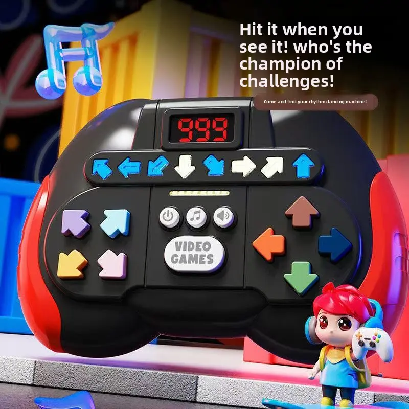 SKYQITIAN Rhythm Master Handheld Game Console - Click-to-Play Video Game Machine with Yellow Font, Cartoon Design, Finger Dance Interaction, Stress-Relief Toy for Adults, Party Gift Arcade Gadget,summerwins