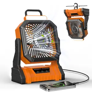 2026 Upgraded Rechargeable Camping Fan with 20000mAh Battery & LED Light -  Rotatable Hook, Dual Motor Option, Portable Emergency Fan for Outdoor Camping Mother's Day Gifts