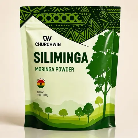 ChurchWin Moringa Leaf Greens Powder 8 oz - 100% Pure, Natural, Organic, Vegan Superfood, Non-GMO, No Preservatives, Iron, Fiber, Vitamins, 24-Month Shelf Life, Made in Ghana - For Smoothies, Tea (Suitable for All Ages)