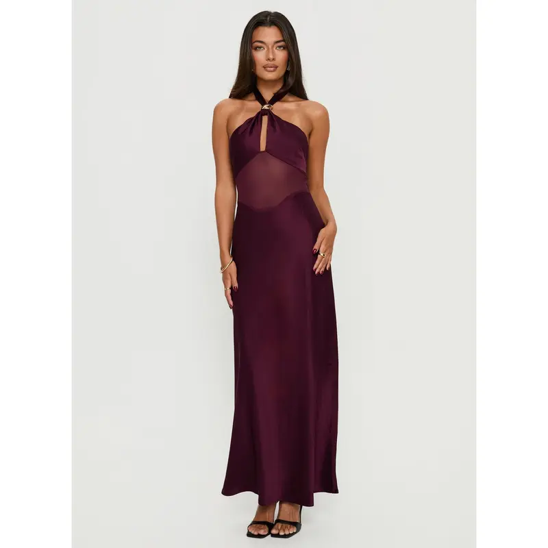 rosaminta halter dress plum - TikTok Shop