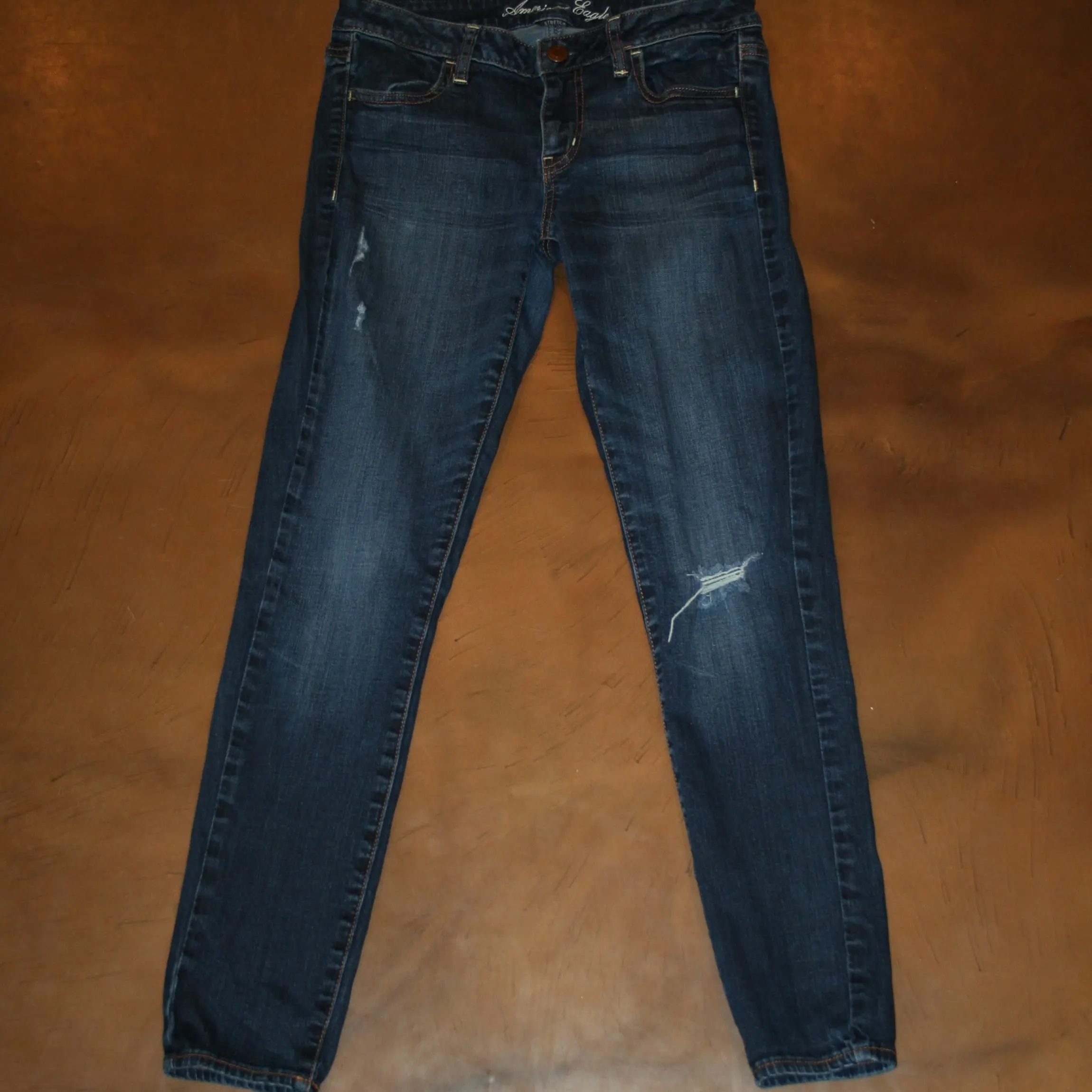 AMERICAN EAGLE Denim Jeans 29 x 30 Jegging Sz 8 Stretch Distressed Skinny Womens