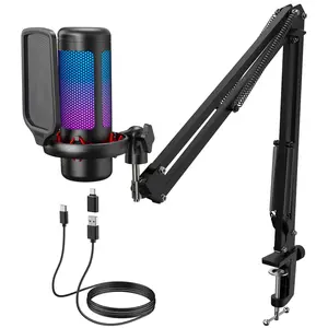 TONOR TC310 USB Microphone Set with Type-C Adapter – RGB, Pop Filter & Shock Mount for PC/PS4/PS5/Mac/Switch