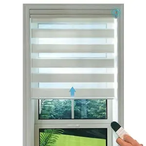 Motorized Zebra Blinds - Remote Control Modern Design Cordless Semi-Sheer Fabric for Light Filtering | Shadisfy