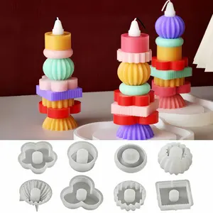 8-Piece Stackable Candle Making Kit, Resin Casting Molds, Geometric Silicone Moulds, Home Decor, Christmas Ornaments, DIY Crafts