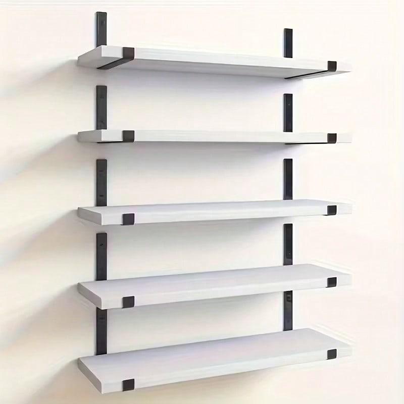 TAIMASI 5 Pieces Floating Shelves For Wall, 22in, Wall-Mounted, MDF Wood Room Decor, Rustic Wood Shelves For Bathroom, Living Room, Bedroom And Kitchen, Wall Shelves For Storage,Books,Room Decor