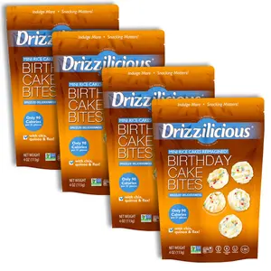 Drizzilicious Mini Rice Cake Bites, Birthday Cake | 4 Bags