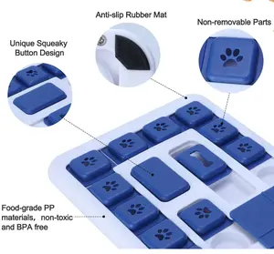 PetSafe Interactive Slow Feeder Puzzle Toy for Dogs - Anti-slip Rubber Mat & Unique Squeaky Button Design - Durable Food-grade PP Materials - Non-toxic & BPA Free - Enhances Eating Habits & Mental Stimulation