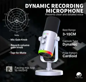 LSD Studio YU7-Black Dynamic Microphone with USB/XLR Interfaces, Shock Mount, Touch Mute, Gain Knob, USB-C Port, Volume Control, Wired Cable for Podcasting, Live Streaming, Computer Recording