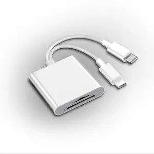 2-in-1 SD Card Reader, Portable and Compact Type-C Dual-Slot Memory Card Reader for USB-C Devices, Plug-and-Play Adapter for Gaming and Data Transfer