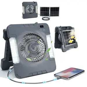 OSTWIKI Solar LED Camping Light Portable Rechargeable Outdoor Emergency Lamp with 4 Modes Adjustable Brightness 4-Speed Fan Timer & Hanging Hook for Camping Hiking Beach Home outdoorfun