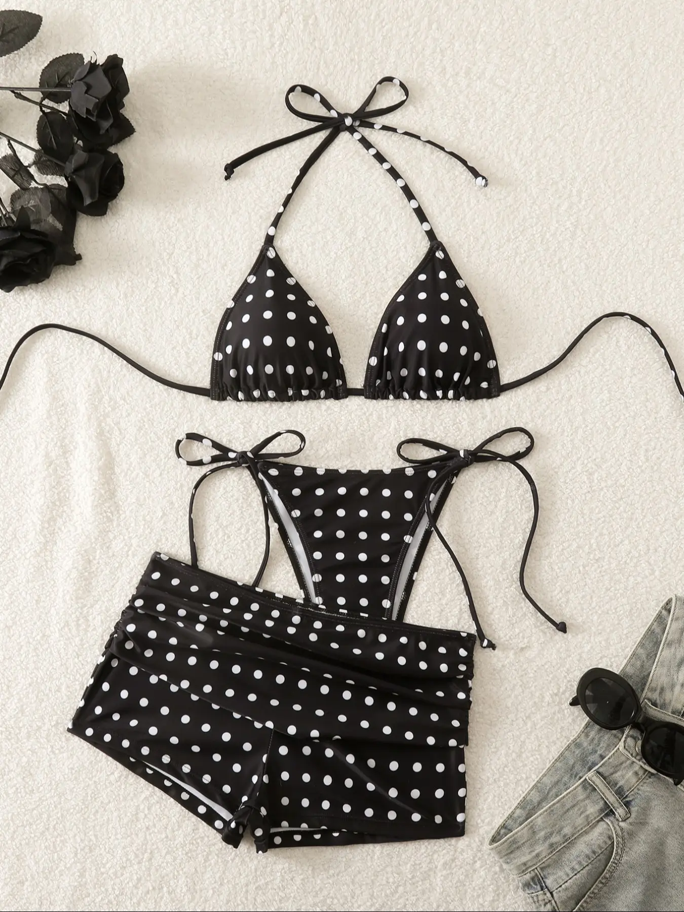 Women's Fashion Two-Piece Bikini Set, Three-Piece Swimsuit Beachwear for Beach & Pool, Stylish Swimwear for Summer Vacation, Bikinis Set