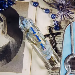 Blue 111 Crystal Clear Resin with Blue Accents Ideal for Decor and Display Enhances Any Space with Elegance