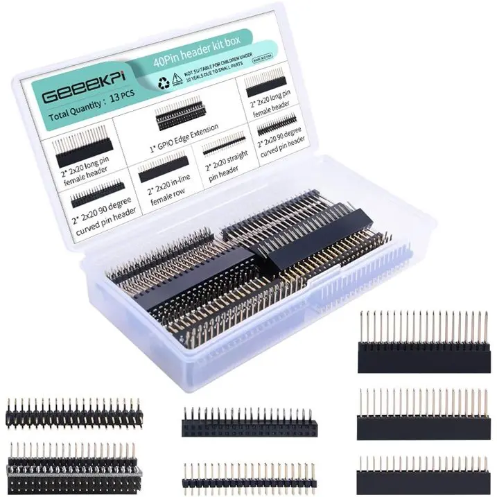 52Pi 2x20 40Pin Stacking Female Header Kit, Convenient for Welding, Easy to Carry, with Manufacturer Warranty, for Raspberry Pi 4B/3B+/3B/2B/B+/A+/0 W(2), Jetson Nano, Tinker Board (7 Specifications, 13Pcs Total)