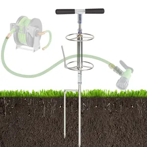 Walensee 32" Garden Hose Guide Spike Right Angle Hose Pulling Stand, Heavy Duty Metal Hose Reel for Garden Corner Auxiliary Watering Hose Reel, Lawn & Garden Watering Equipment, Plant Flower Protector