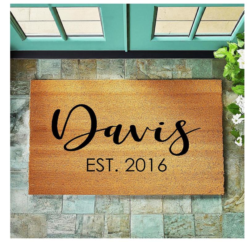 Custom Doormat Last Name Wedding Gift Housewarming Gift Personalized Doormat Closing Gift Welcome Mat Front Door Mat Engagement Gift 1043