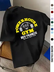 Men's 'POWERHOUSE GYM' Bev Francis Graphic T-Shirt – Vintage Retro Gym Streetwear, Trending Old School Bodybuilding Tee, Gym Workout Tee (Multiple Colors)