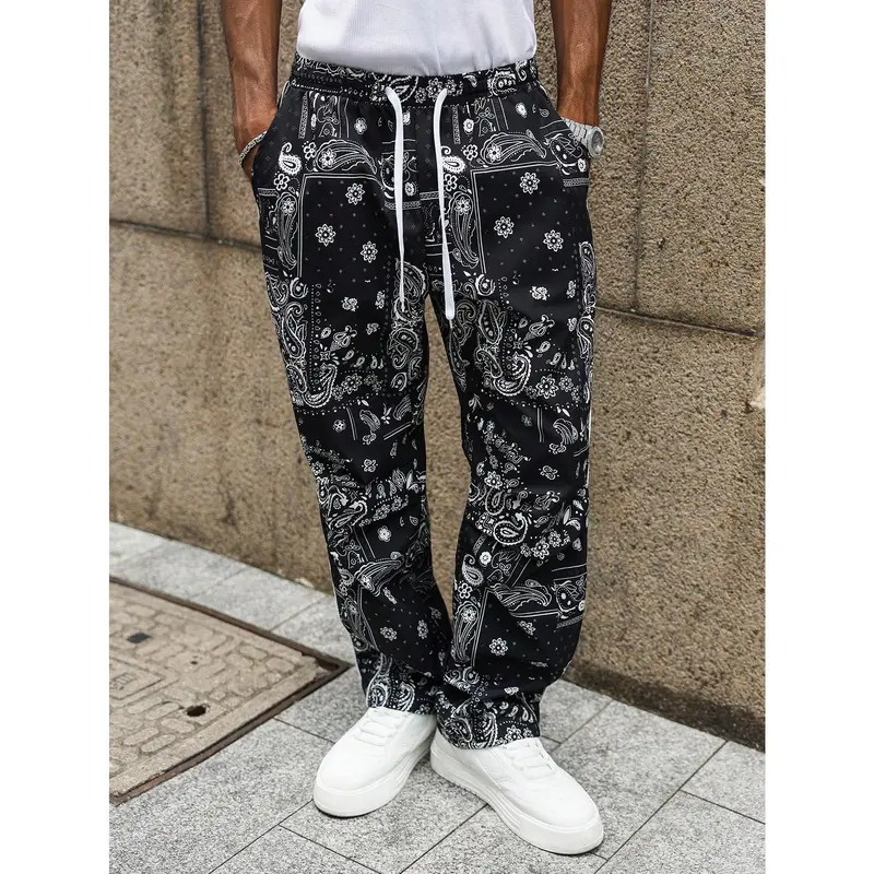 【BLACK】Paisley baggy pants Solid Black Paisley Pants – RCNSTRCT studio