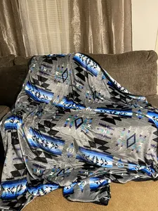 Native Sunset Queen Gray 86"x 76" - Oversized Throw Single Sided Soft plush Blanket