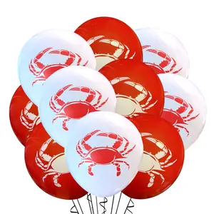 Malayan Products Crab Balloons Latex 12 Count, Seafood Boil Birthday Party Event Supply, 12 Inch Standard Size
