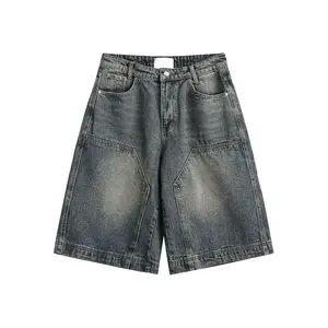 Y2K Vintage Baggy Jean Shorts Womens Washed Wide Leg Capri Pants Casual Barrel Jeans Denim Shorts Mens Oversized Jorts Does not apply