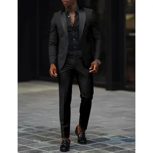 Men's Linen Two Piece Suit Set Slim Fit Formal Blazer Dress Pants Business Party