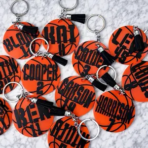 Basketball Bag Tag Keychains with Personalized Names and Numbers for Sports Fans