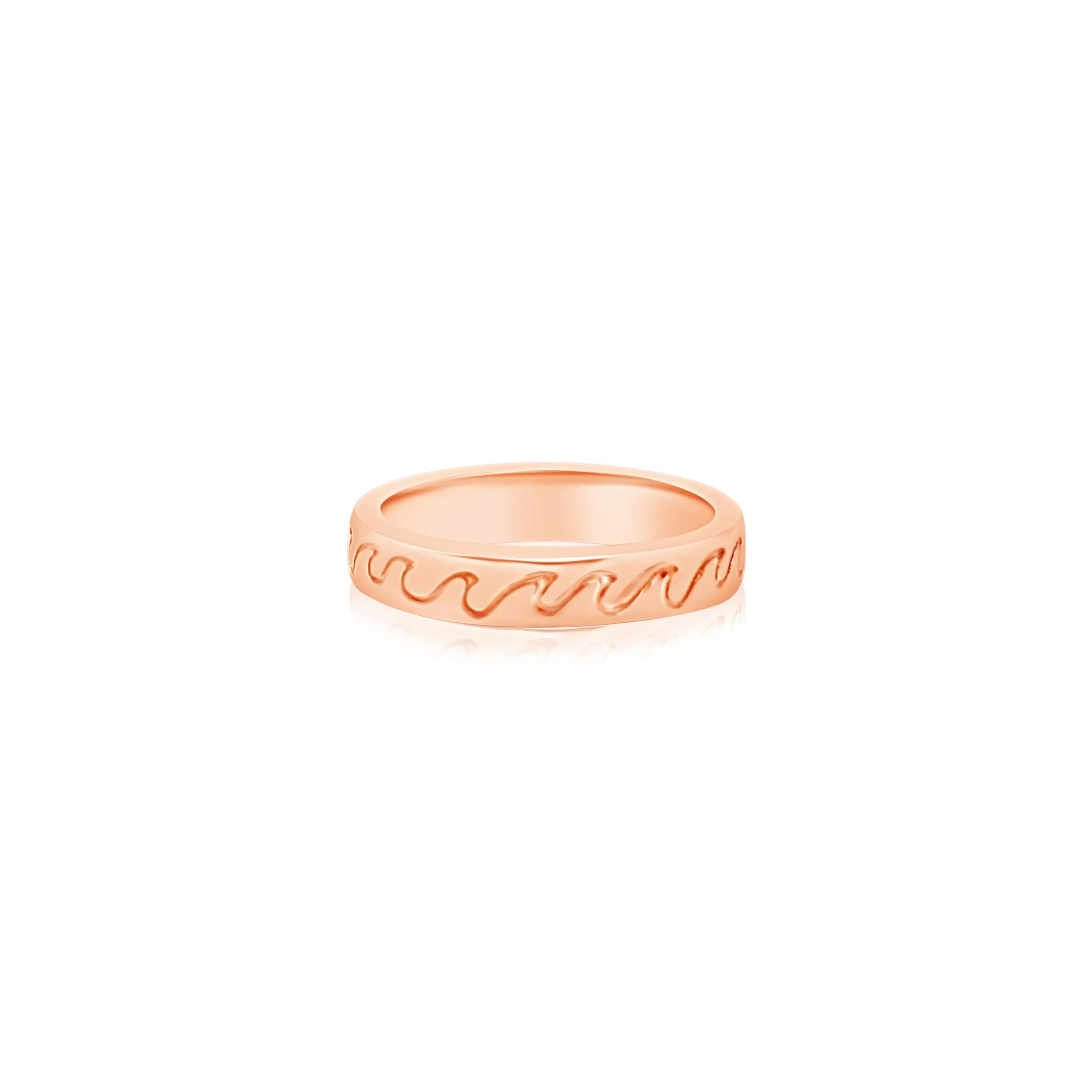 Wave Engrave Enamel Rose Gold Plated Girl's Rings Earth2Jane Size 4