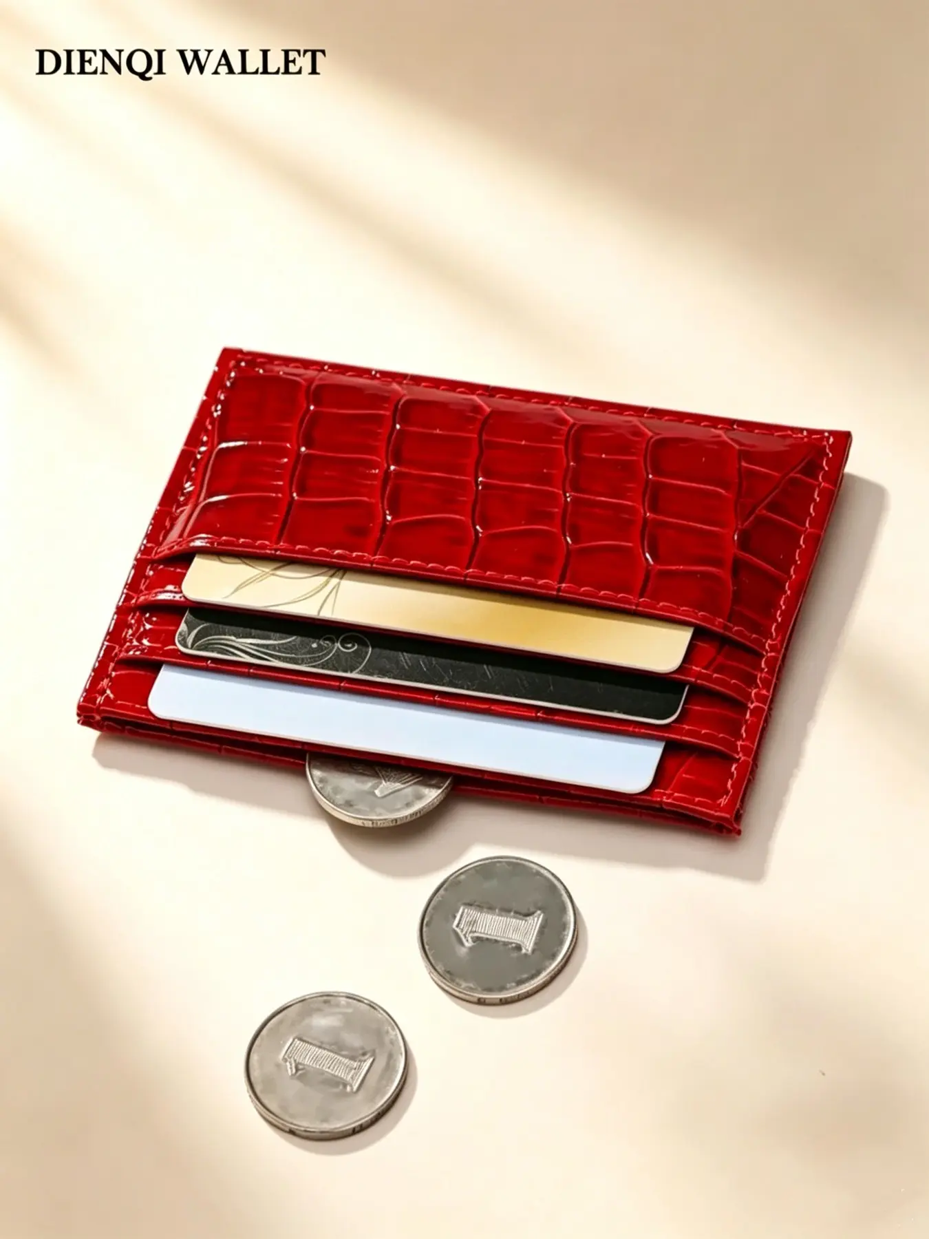 Minimalist Crocodile Pattern Card Wallet, Ultra-Thin PU Leather, Compact Multi-Slot Organizer, Ideal for Daily Use & Travel, Wallet Men, Men Slim Wallet