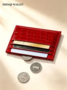 Minimalist Crocodile Pattern Card Wallet, Ultra-Thin PU Leather, Compact Multi-Slot Organizer, Ideal for Daily Use & Travel, Wallet Men