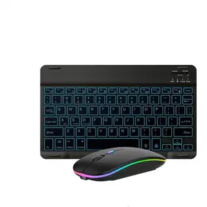 Wireless Ultra-Slim Lightweight Keyboard with Scissor Key Structure, 7-Color LED Backlit, Sleeping Mode, Rechargeable for iPad, Tablet, Smartphone (iOS, Android, Windows), Black
