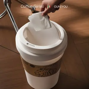 2026 New Home Multi Scene Coffee Cup Garbage Can Living Room Bedroom Kitchen High Beauty Storage Lion Theme Black and White Joystick Cover Anti Odor Plastic Material Durable Suitable for Office Coffee Bar Decoration