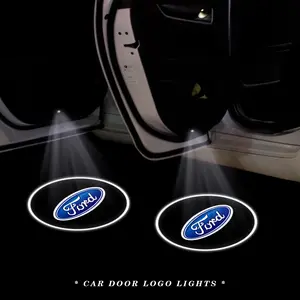 2/4pcs Ford Wireless Welcome Laser Projection Light, Car Logo Ambient Lamp, Scratch-Resistant Durable, Ford Car Decoration Accessories, Led Door Light