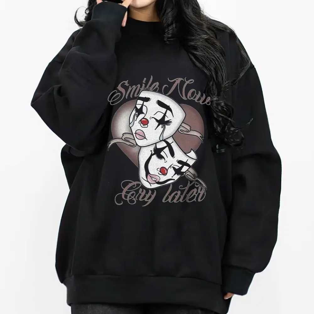 Smile now cry later Chicano Clothing, Lowrider Clothing, Chicana Art, Laugh Now SMCL 1 Gangster Clothes, Cholo Outfit Cotton Fabric Menswear Casual, Streetwear Hoodie