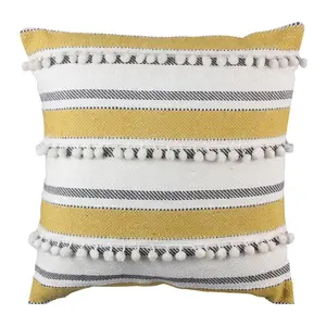 Young's, Inc. Cotton Pillow with Pom-Poms