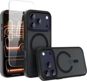 iPhone 17 Pro Case Black Translucent Matte Slim Shockproof Protective Cover with MagSafe Screen Protector X1 for iPhone 17 PRO