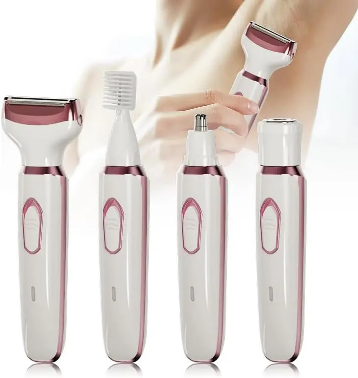 Electric Razor - Shaver - Trimmer for Women: 4 in 1 Painless Body Razors and Facial Hair Remover - Rechargeable Hair Removal Kit for Face Body Leg Bikini Underarm Arm