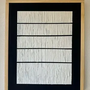 Framed Black Textured Art 16X20 with Vertical Stripes, Simple Design, Elegant Frame, Artistic Expression