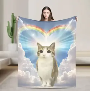 Internet Famous Meowl Cat Owl Meme Travel Blanket Flannel Throw For Home Decor Warm Custom Bedspread Birthday Gift