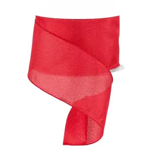 4" x 50yd Woven Metallic Thread Ribbon – Red