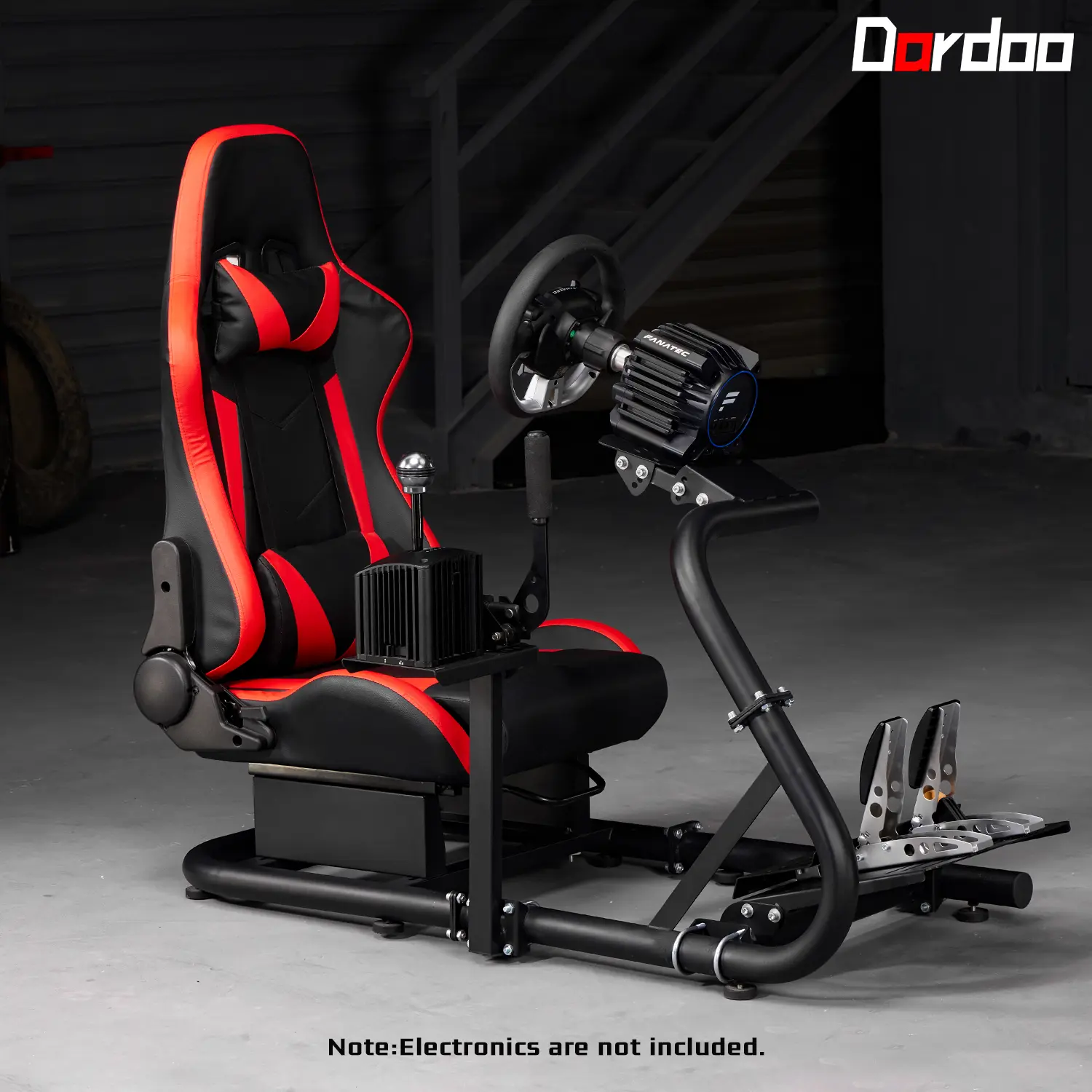 Dardoo Ergonomic Gaming Chair - Computer Gaming Simulator Cockpit with Red Seat, Customizable Adjustment, Easy Entry/Exit, Compatibility with Most Mainstream Racing Wheels (G29, G920, G923, GPRO), Steering Wheel, Shifters, Handbrake, Pedals Not Included,,
