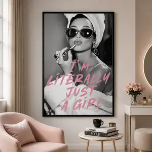 Retro Coquette Wall Art – Pink Heels, Lips & Girl Quote, Feminine Y2K Aesthetic Dorm Room Decor