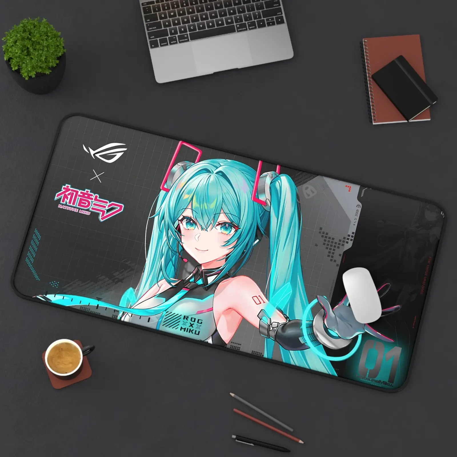[SALE UP TO 45%] Anime-Themed Desk Mat featuring, Hatsune Miku, Gamer desk pad, Asus Rog