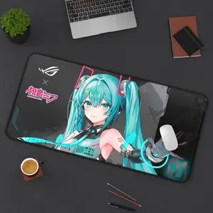 [SALE UP TO 45%] Anime-Themed Desk Mat featuring, Hatsune Miku, Gamer desk pad, Asus Rog