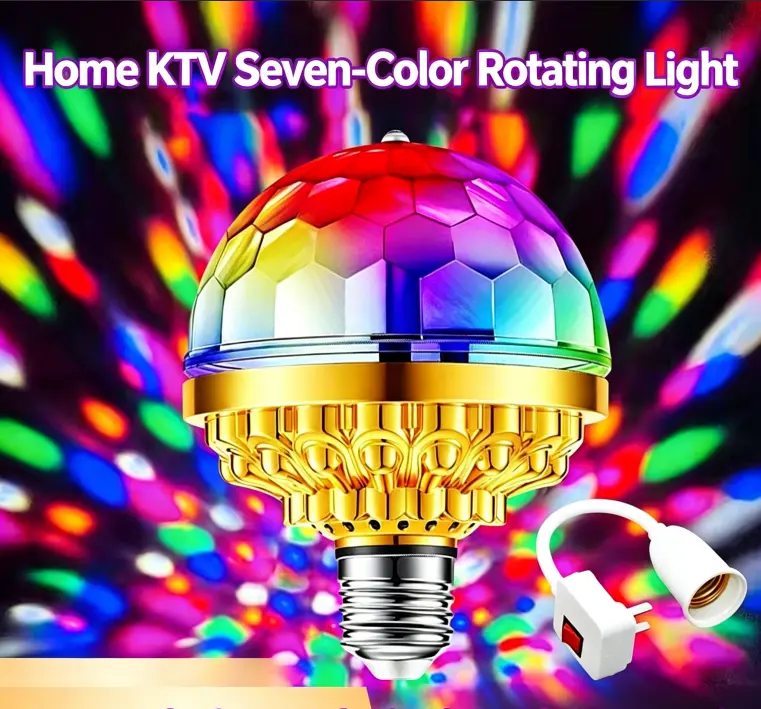 E27 disco light, rotating RGB party light, LED strobe light, crystal disco bulb, suitable for birthday parties, clubs, bars, KTV, Halloween, Christmas, holiday decoration ambiance lighting, birthday photography lighting