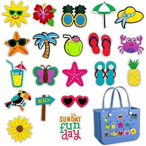 Beach Charms for , Southern Beachs Tote Insert Decorations, Cute PVC Rubber Hawaiian Summer Bag Charms fits for Bogg, Decorative Accessories to Customize Your Beach Tote Bag