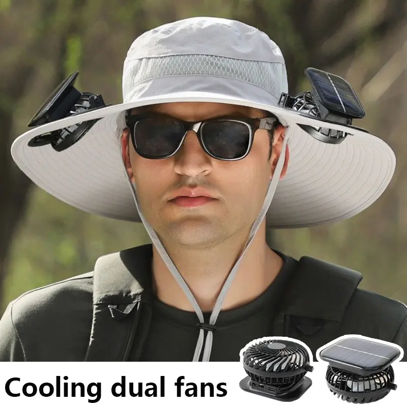 2025 New Solar Fan Outdoor Fishing Hat-Solar Sun Protection Sun Hat with Fan Solar Fan Hat Dual Power Supply FanGarden Cooling Work Cap